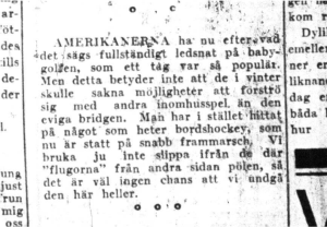 Bordshockey nämns i Aftonbladet den 7 September 1932